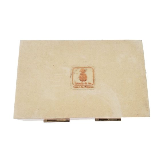 Vintage Friends & Co. Peach Marble Hinged Casket Style Trinket Jewelry Box - Picture 5 of 6